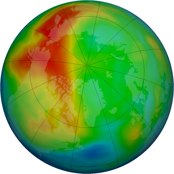Arctic ozone map for 13 January 2008